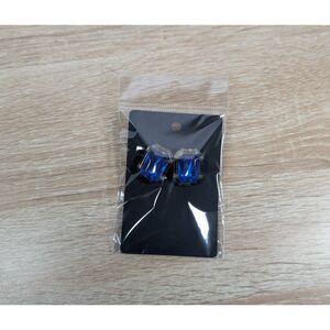 Blue Gemstone Stud Earrings Women’s Fashion Jewelry Square Cut Crystal Look